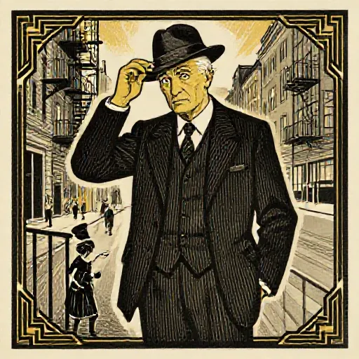 The Grandfather - Albert Fish illustrated in 1920s art deco woodblock print style