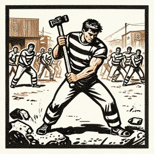 Carl's Honest Opinion - Carl Panzram illustrated in Depression-era chain gang woodcut style