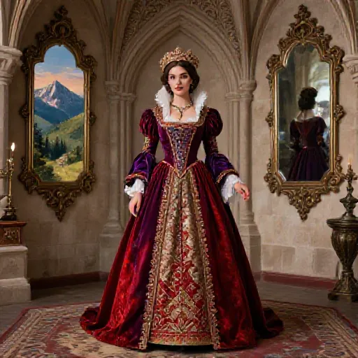 The Countess's Beauty Secrets - Elizabeth Bathory illustrated in Baroque oil painting, richly dark and candlelit style